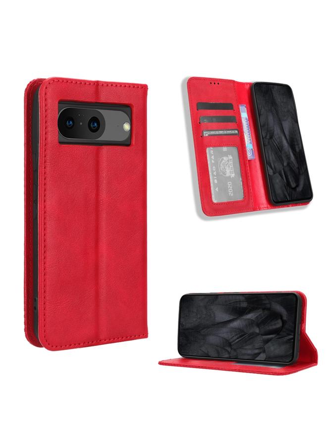 Green Tiger Case For Google Pixel 8 Magnetic Buckle Retro Texture Leather Phone Case - Image 1