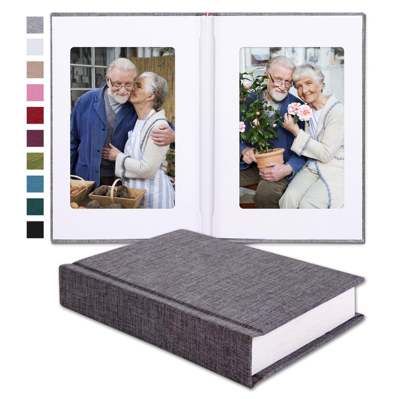 Pssoss Small 4x6 Photo Album with Writing Space Holds 30 Photos Ideal for Wedding ThemeAlbum and Baby Photo Album Gray