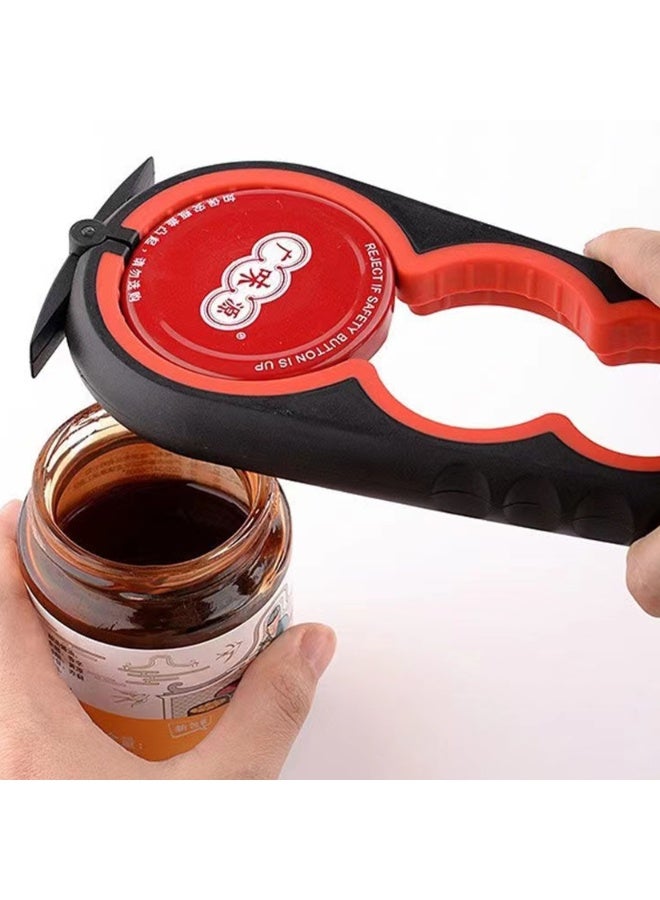 WISFOR Jar Opener Bottle Opener Sturdy Caps Lids Off Skid-proof Rubber PP Handle Bottle & Jar Openers  with Non Slip Rubber Jar Gripper Pad for Seniors & Arthritis Hands (Black-Red) - Image 3