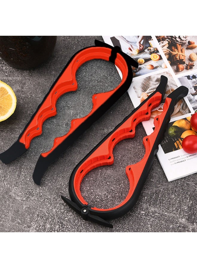 WISFOR Jar Opener Bottle Opener Sturdy Caps Lids Off Skid-proof Rubber PP Handle Bottle & Jar Openers  with Non Slip Rubber Jar Gripper Pad for Seniors & Arthritis Hands (Black-Red) - Image 1