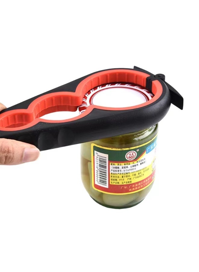 WISFOR Jar Opener Bottle Opener Sturdy Caps Lids Off Skid-proof Rubber PP Handle Bottle & Jar Openers  with Non Slip Rubber Jar Gripper Pad for Seniors & Arthritis Hands (Black-Red) - Image 4