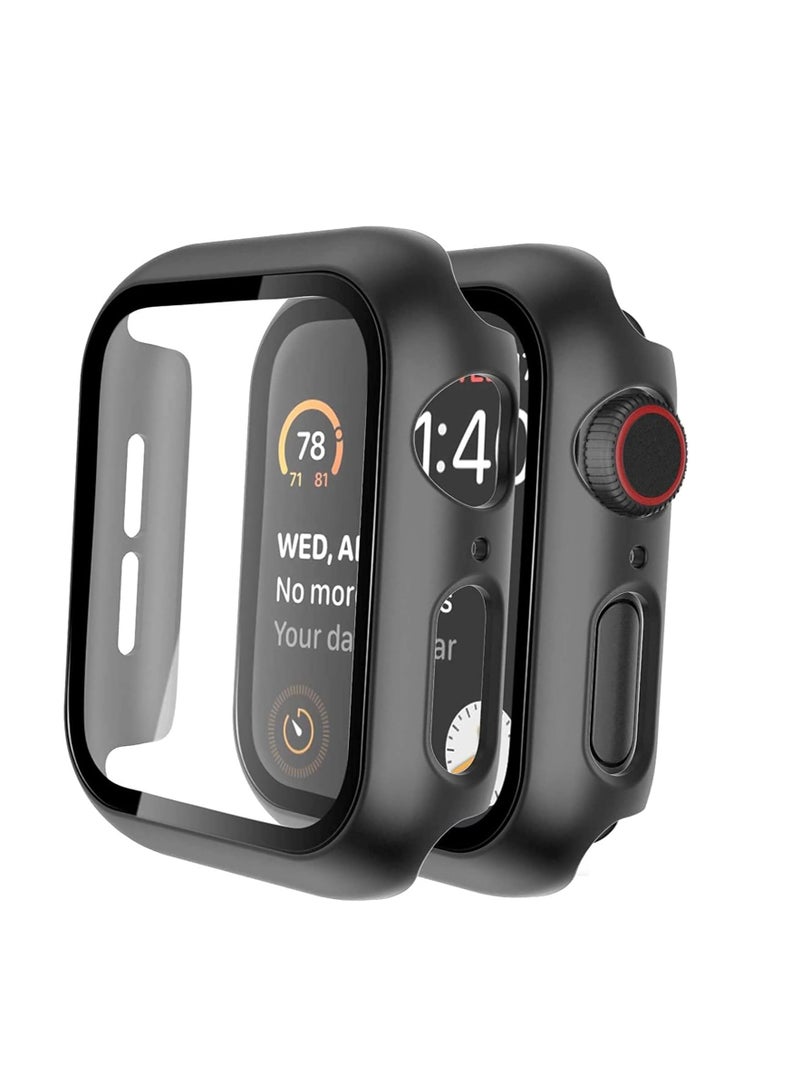 Case compatible with apple watch series 8 & series 7 41mm pc bumper with tempered glass screen protector matte solid color hard cover - Image 3