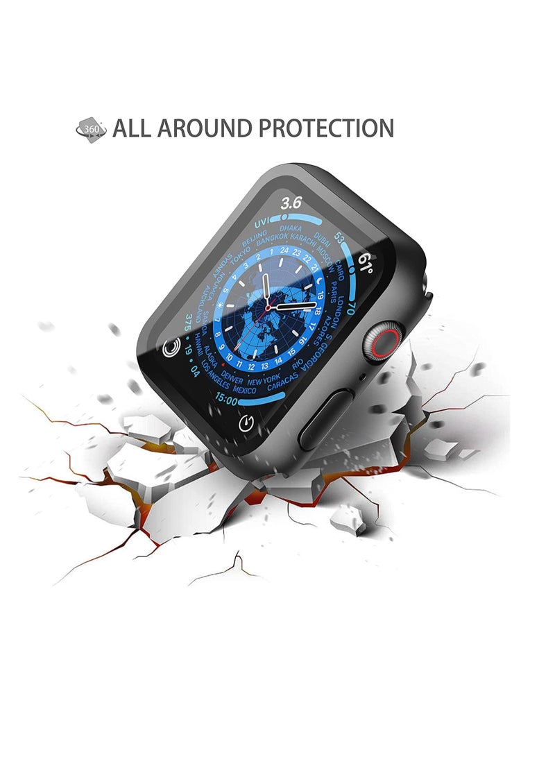 Case compatible with apple watch series 8 & series 7 41mm pc bumper with tempered glass screen protector matte solid color hard cover - Image 2