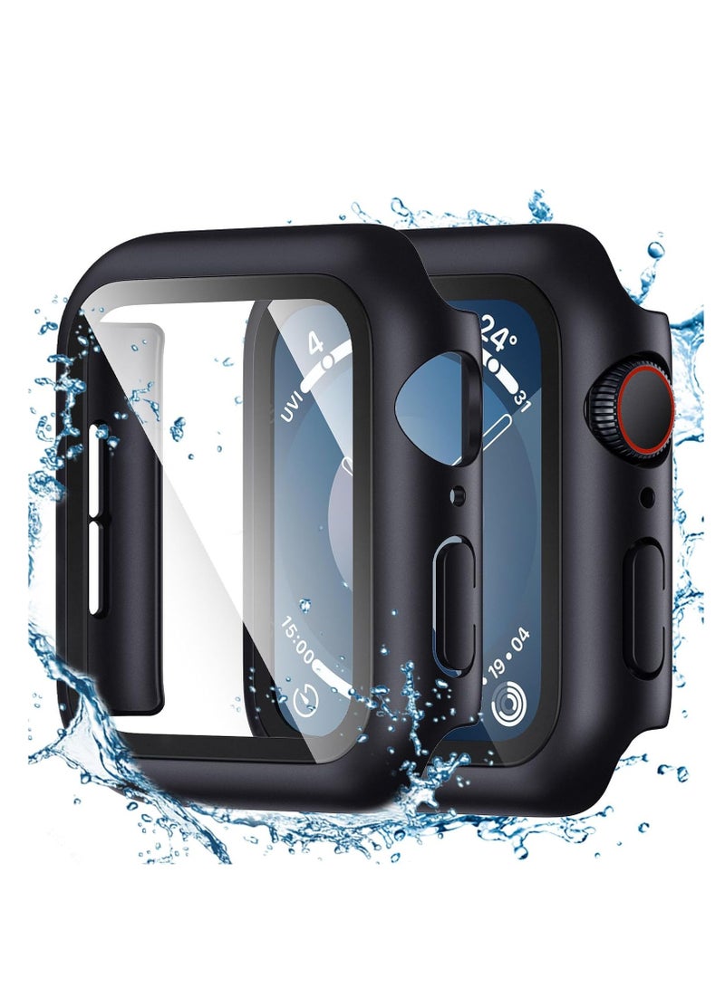 Case compatible with apple watch series 8 & series 7 41mm pc bumper with tempered glass screen protector matte solid color hard cover - Image 1