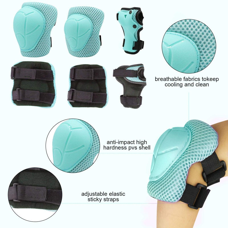 CELOID Kids Helmet Pad Set,Adjustable Kids Skateboard Bike Helmet Knee & Elbow Pads Wrist Guards 5-8 Years Kid Protective Gear Set for Girls Boys Bicycle Bike Roller Skating Scooter Rollerblade Sport - Image 5