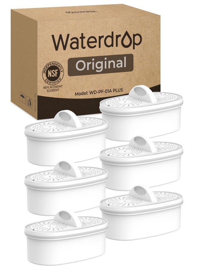 ووتر دروب [أصلي] فلاتر بديلة من Waterdrop WD-PF-01A Plus لجميع أنظمة ترشيح أباريق Waterdrop، تقلل من الرصاص، وPFAS، وPFOA/PFOS، والكلور، وتدوم حتى 3 أشهر أو 200 جالون (عبوة من 6 فلاتر) - Image 1