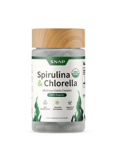 SNAP SUPPLEMENTS USDA Organic Spirulina Chlorella Capsules – Green Superfood Blend with Alfalfa & Wheatgrass, Vegan, Gluten-Free, 120 Capsules  - Image 1