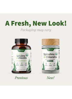 SNAP SUPPLEMENTS USDA Organic Spirulina Chlorella Capsules – Green Superfood Blend with Alfalfa & Wheatgrass, Vegan, Gluten-Free, 120 Capsules  - Image 2