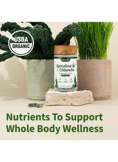 SNAP SUPPLEMENTS USDA Organic Spirulina Chlorella Capsules – Green Superfood Blend with Alfalfa & Wheatgrass, Vegan, Gluten-Free, 120 Capsules  - Image 5