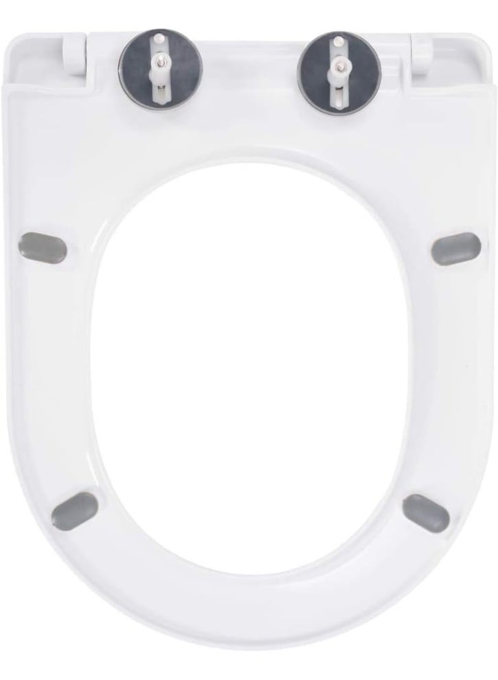 Soft-Close Toilet Seat – Quick-Release Design, White Polypropylene, Universal Fit - Image 2