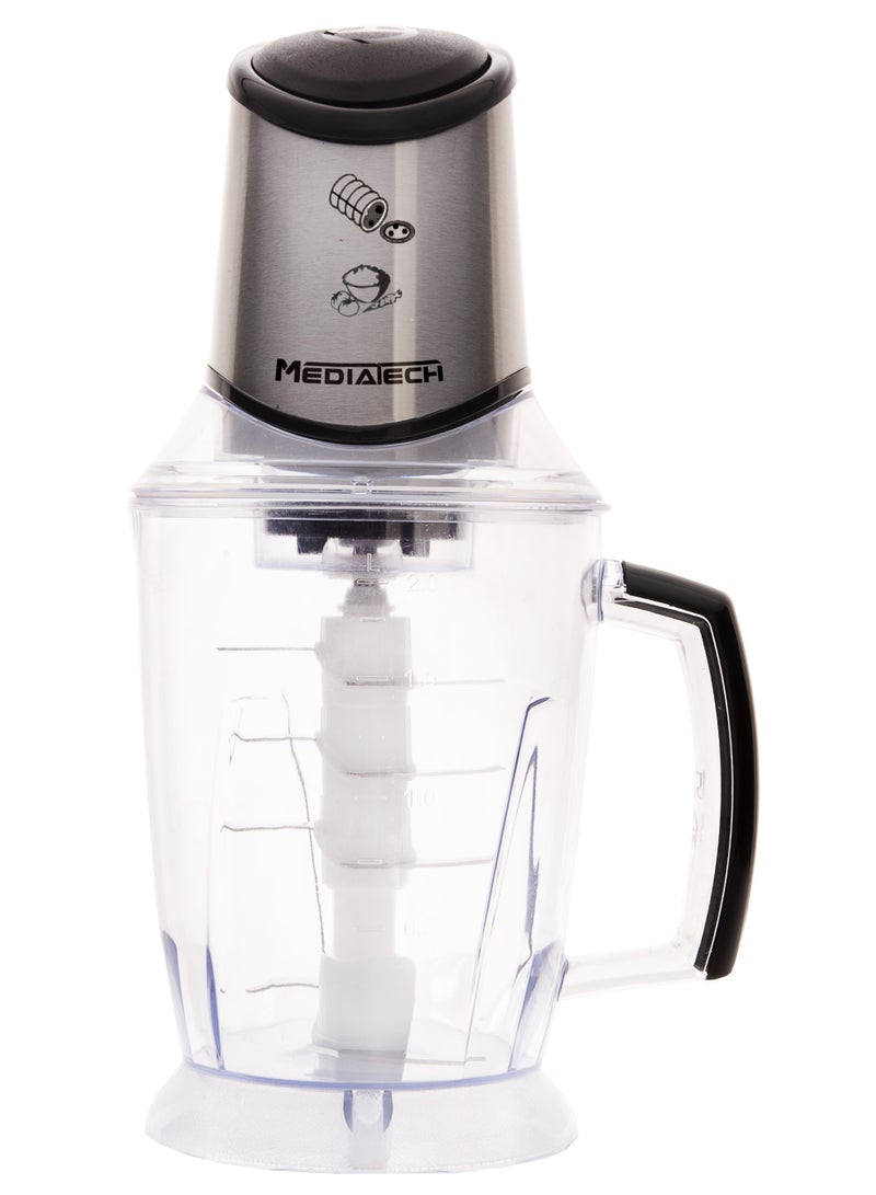 Mediatech Chopper, 800 Watt,Copper Motor, 2 Liters Capacity Bowl , 8 Durable Stainless Steel Blades,Garlic Peeler and Whipping Tool,Break-Proof Flask, MT-CR50 - Image 1