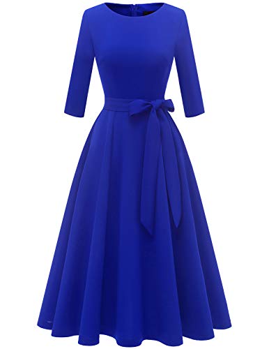 DRESSTELLS Fall Dresses for Women 2025, Wedding Guest Dresses Knee Length, 3/4 Sleeve Fit and Flare, Cocktail Homecoming Formal Party Prom Evening, Royal Blue M - Image 5