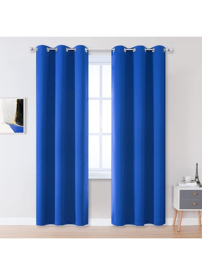 DUALIFE Royal Blue Blackout Curtains 84 Inch Length - Thermal Insulated Grommet Bedroom Curtains Panels Boys Room Darkening Curtains for Living Room - Image 1