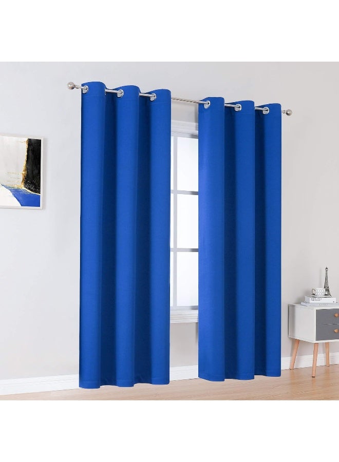 DUALIFE Royal Blue Blackout Curtains 84 Inch Length - Thermal Insulated Grommet Bedroom Curtains Panels Boys Room Darkening Curtains for Living Room - Image 2