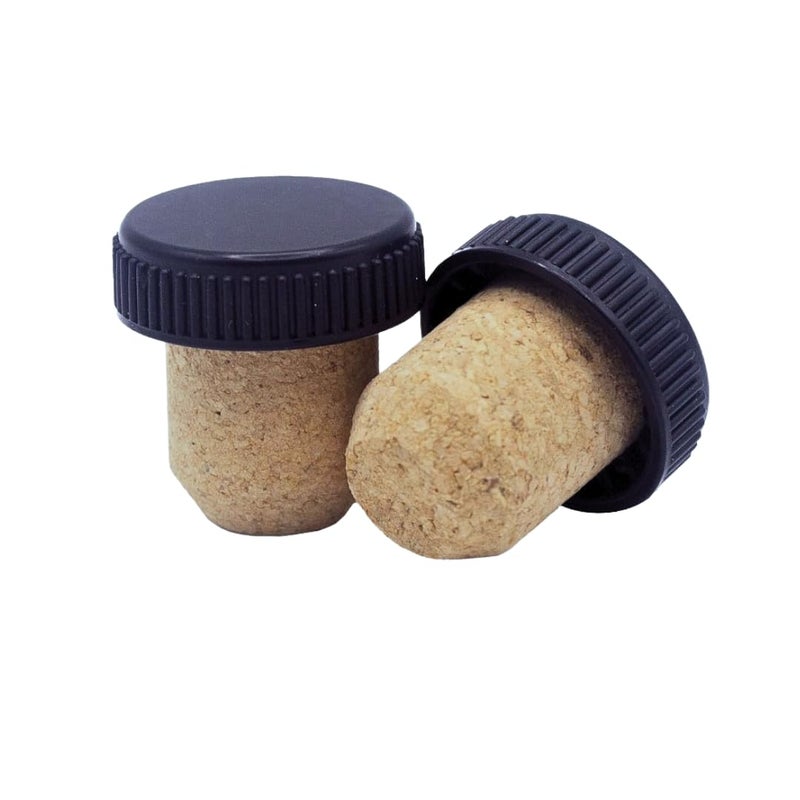 Jelinek Cork Group Jelinek Cork Bar Top Stopper with Ribbed Black Cap bag of 50  195 mm Stem