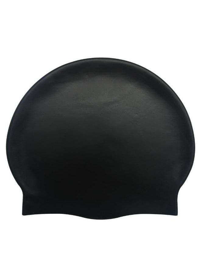 Generic Women and Men Swim Cap Silicone Soft Long Hair Swim Hat Durable Silicone Swimming Caps Universal Sized (Black) 