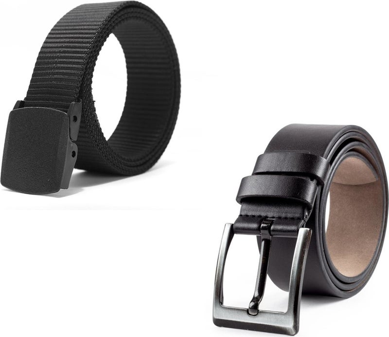 Başkent Çanta Başkent Bag Unisex Leather Jeans Belt Set with Black Buckle Cloth Belt - Image 1