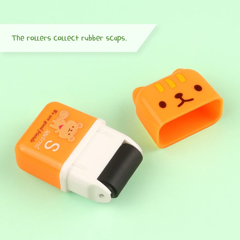 Hutou Tamaki 6 Pack Erasers for Kids, Cute Erasers with Cover and Roller, Pencil Rubber Eraser for Party Favors Gift Supplies (Model B) - Image 4