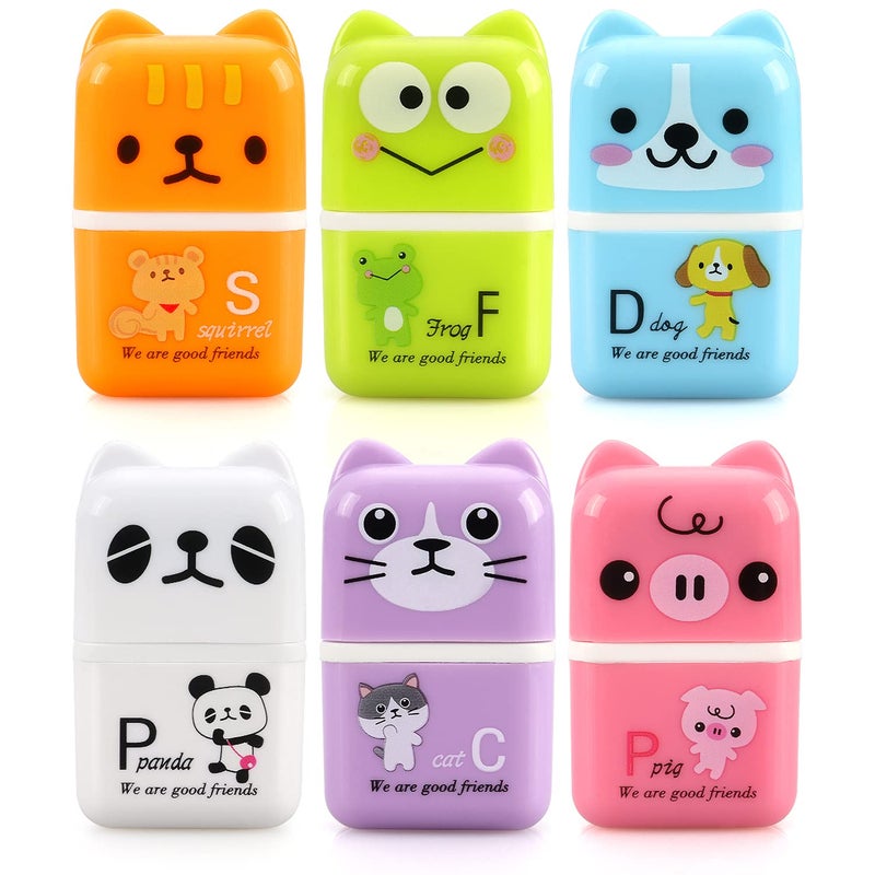 Hutou Tamaki 6 Pack Erasers for Kids, Cute Erasers with Cover and Roller, Pencil Rubber Eraser for Party Favors Gift Supplies (Model B) - Image 1