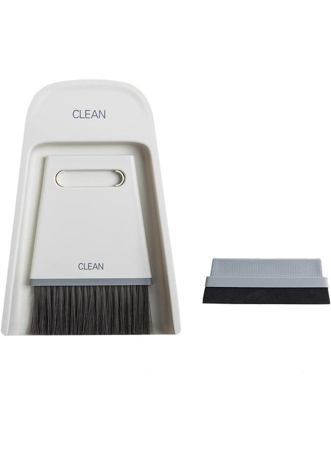 Oasisgalore 3-in-1 Mini Hand Broom with Dust Pan, Scraper & Brush - Gray - for Home, Car & Office Cleaning - Image 2
