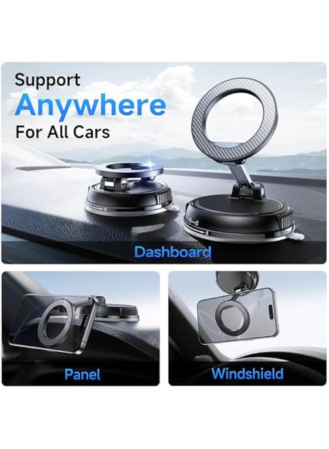 Car Phone Holder for Magsafe 【78+LBS Strongest Suction & 2400gf Strongest Magnetic】 360° Adjustable Car Phone Mount, Phone Holders for Your Car for iPhone 16 Pro Max 15 14 13 12 Plus (Carbon Fiber) - Image 2