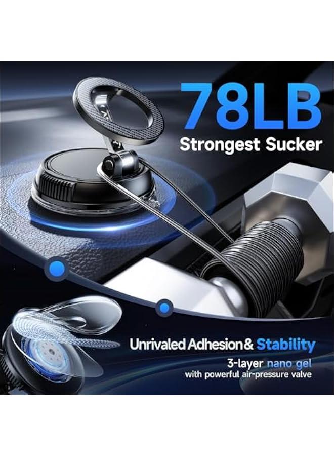 Car Phone Holder for Magsafe 【78+LBS Strongest Suction & 2400gf Strongest Magnetic】 360° Adjustable Car Phone Mount, Phone Holders for Your Car for iPhone 16 Pro Max 15 14 13 12 Plus (Carbon Fiber) - Image 3