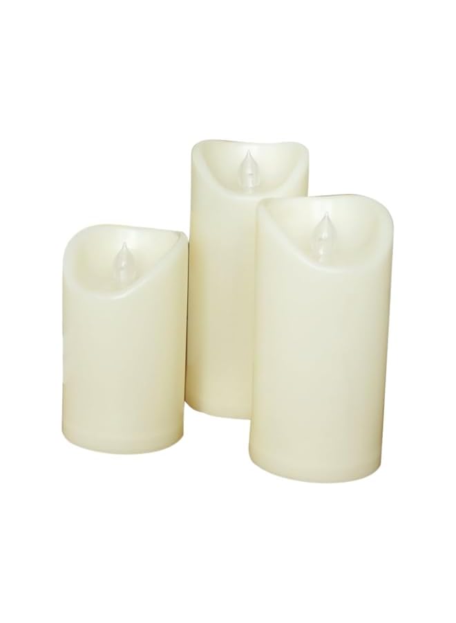 The Bros LED Flameless Candles, Pillar Candles Moving Flame Set of 3, White - Image 2