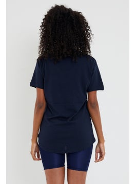 Cool Tarz Cool Style Style Cool Women Navy Blue Sloppy Collar Loose T-SHIRT-XKTCPS001R14S  - Image 2