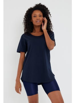 Cool Tarz Cool Style Style Cool Women Navy Blue Sloppy Collar Loose T-SHIRT-XKTCPS001R14S  - Image 1