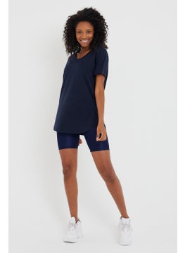 Cool Tarz Cool Style Style Cool Women Navy Blue Sloppy Collar Loose T-SHIRT-XKTCPS001R14S  - Image 4