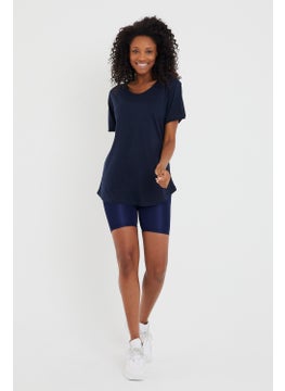 Cool Tarz Cool Style Style Cool Women Navy Blue Sloppy Collar Loose T-SHIRT-XKTCPS001R14S  - Image 3