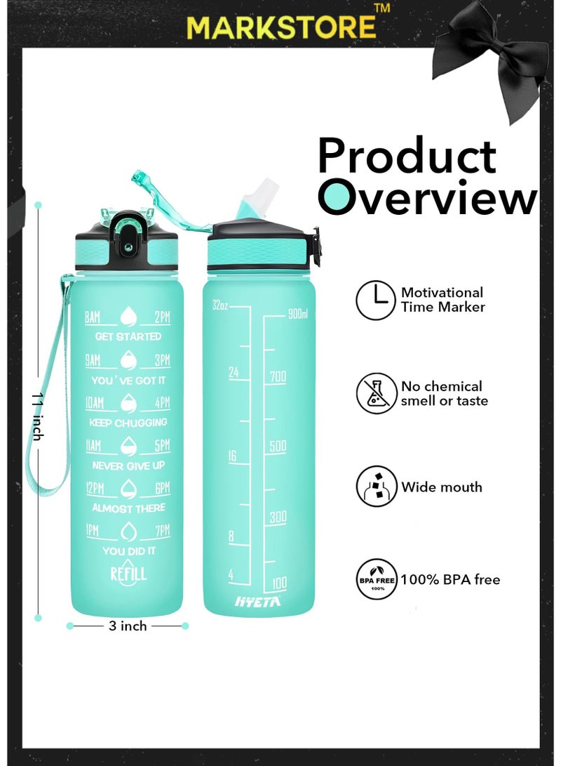 مارك ستور زجاجة مياه مزودة بعلامات زمنية على شكل قشة - متعددة الألوان، خالية من مادة BPA، مانعة للتسرب، قابلة لإعادة الاستخدام، مثالية للأطفال، والرياضة، والصالات الرياضية، واللياقة البدنية، والمكتب، والاستخدام اليومي - سعة 1 لتر/32 أونصة - Image 2