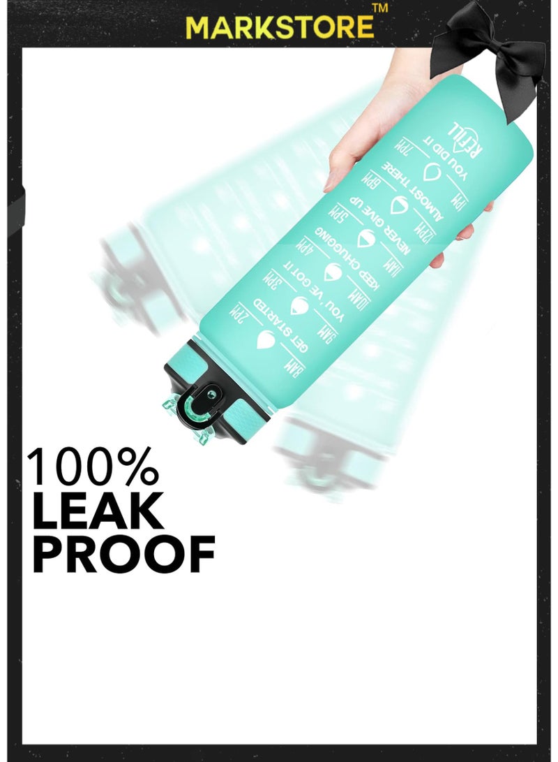 مارك ستور زجاجة مياه مزودة بعلامات زمنية على شكل قشة - متعددة الألوان، خالية من مادة BPA، مانعة للتسرب، قابلة لإعادة الاستخدام، مثالية للأطفال، والرياضة، والصالات الرياضية، واللياقة البدنية، والمكتب، والاستخدام اليومي - سعة 1 لتر/32 أونصة - Image 3