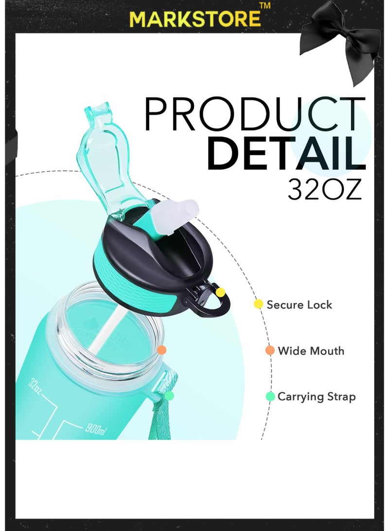 مارك ستور زجاجة مياه مزودة بعلامات زمنية على شكل قشة - متعددة الألوان، خالية من مادة BPA، مانعة للتسرب، قابلة لإعادة الاستخدام، مثالية للأطفال، والرياضة، والصالات الرياضية، واللياقة البدنية، والمكتب، والاستخدام اليومي - سعة 1 لتر/32 أونصة - Image 4