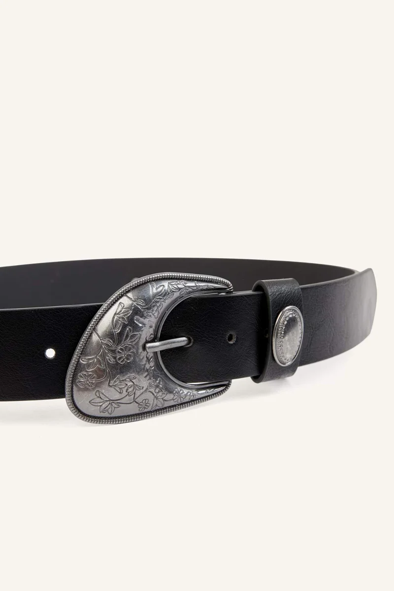 Defacto  Manuka x Defacto Woman Rectangular Buckle Faux Leather Belt for Women | Best Price UAE