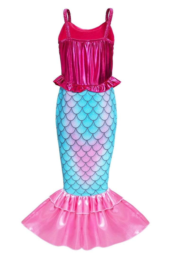 Excefore Girls Mermaid Costume Princess Dress Up with Accessories, 130cm  - Image 2