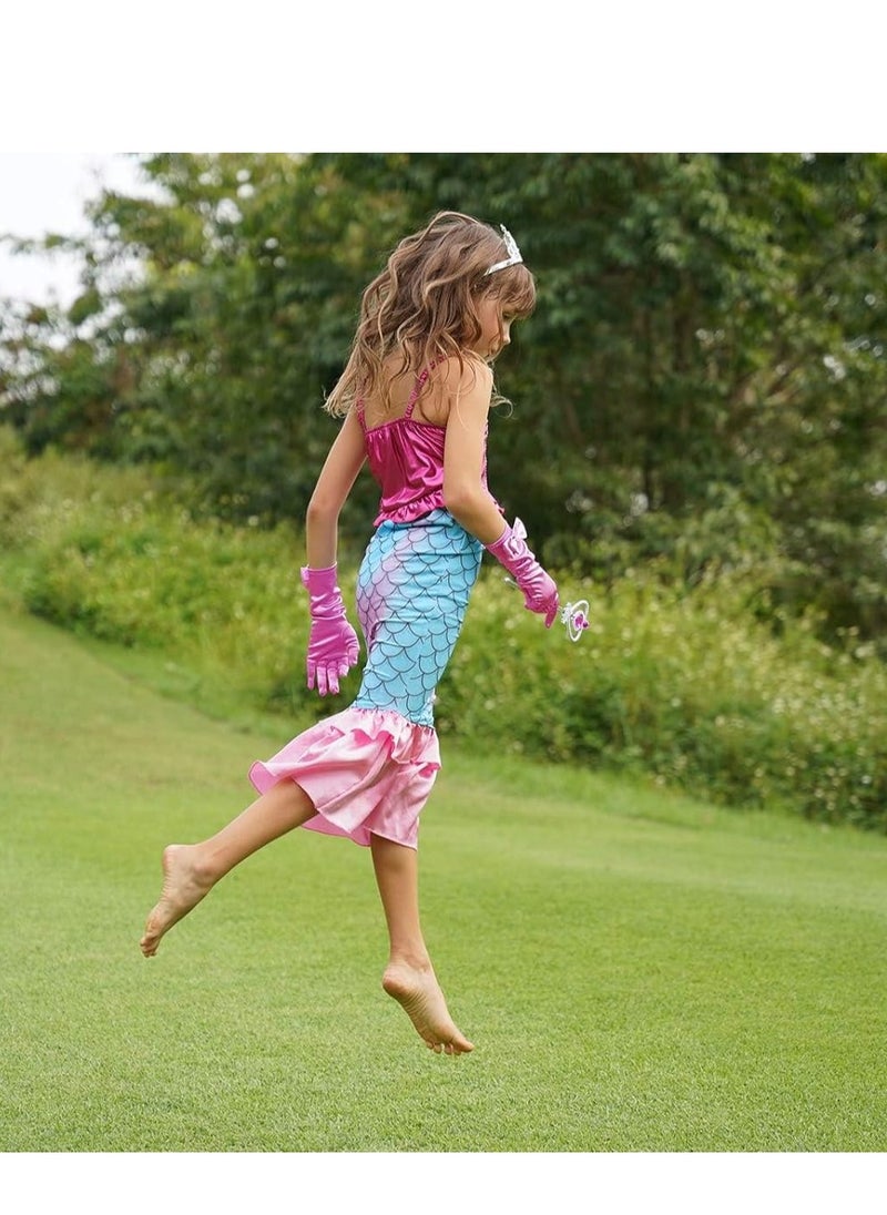 Excefore Girls Mermaid Costume Princess Dress Up with Accessories, 130cm  - Image 3
