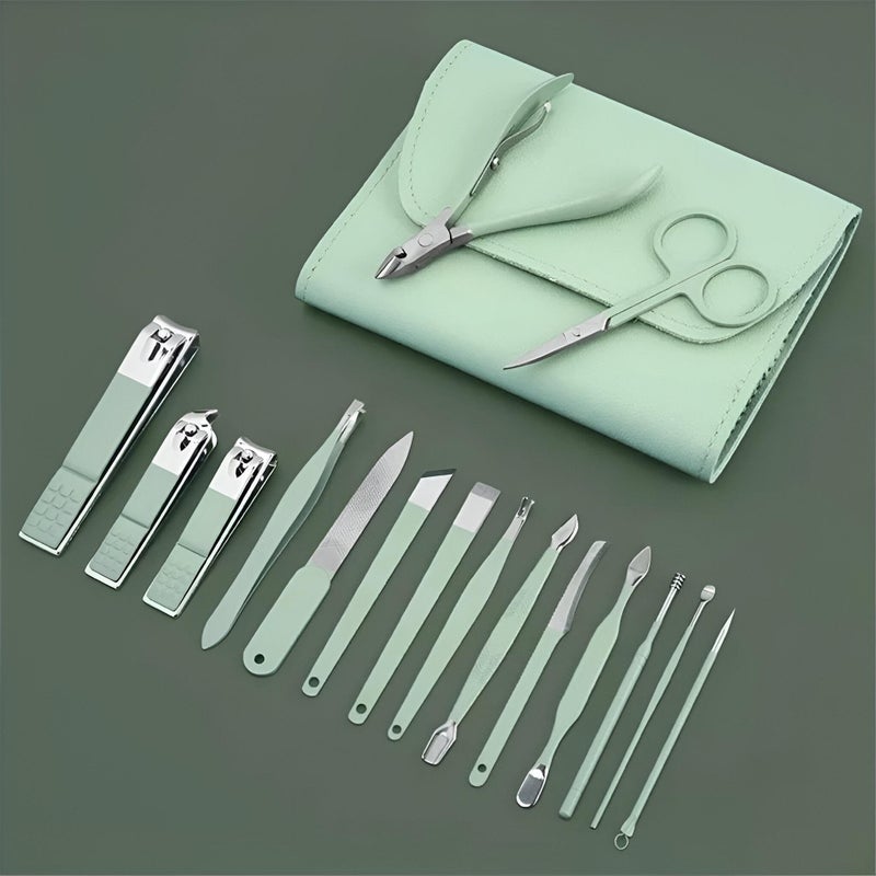 16 Pieces Nail Care Set Personal Care Professional Pedicure Set Beauty Tools Set for Men Women Perfect Gift for Occasions and Self Care (Green) - Image 4