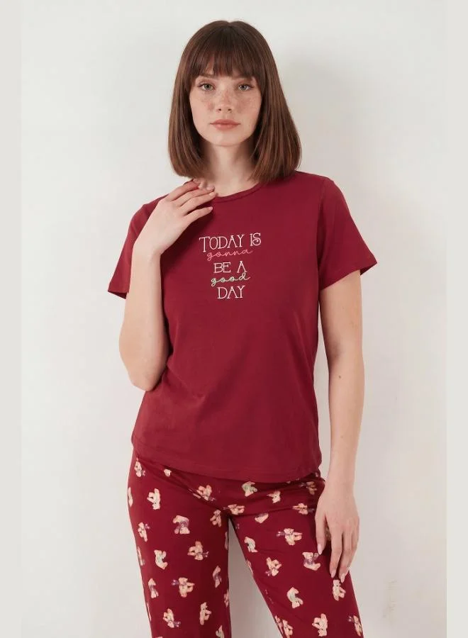 Lela  Lela Cotton Regular Fit Patterned Crew Neck Pajama Set Women's PAJAMA SET 65790784 for Women | Best Price UAE