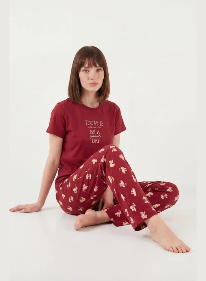 Lela  Lela Cotton Regular Fit Patterned Crew Neck Pajama Set Women's PAJAMA SET 65790784 for Women | Best Price UAE