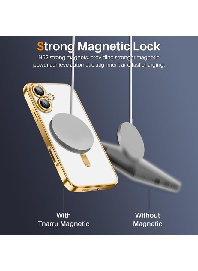 Mlbose iPhone 16 Plus Case with Gold Titanium, Camera Lens Protection, Compatible with MagSafe, Diamond Clear Stylish - Image 3