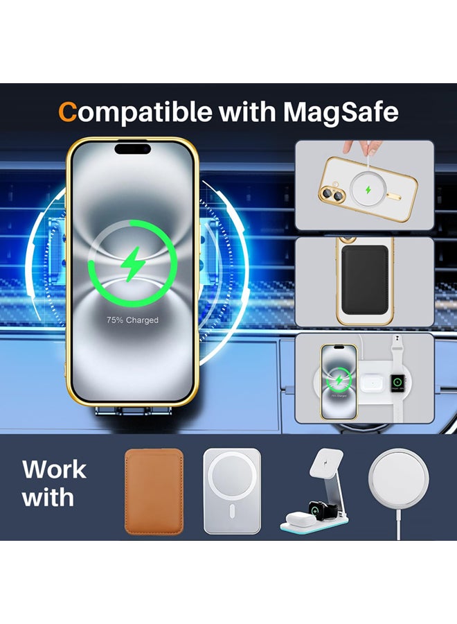 Mlbose iPhone 16 Plus Case with Gold Titanium, Camera Lens Protection, Compatible with MagSafe, Diamond Clear Stylish - Image 4