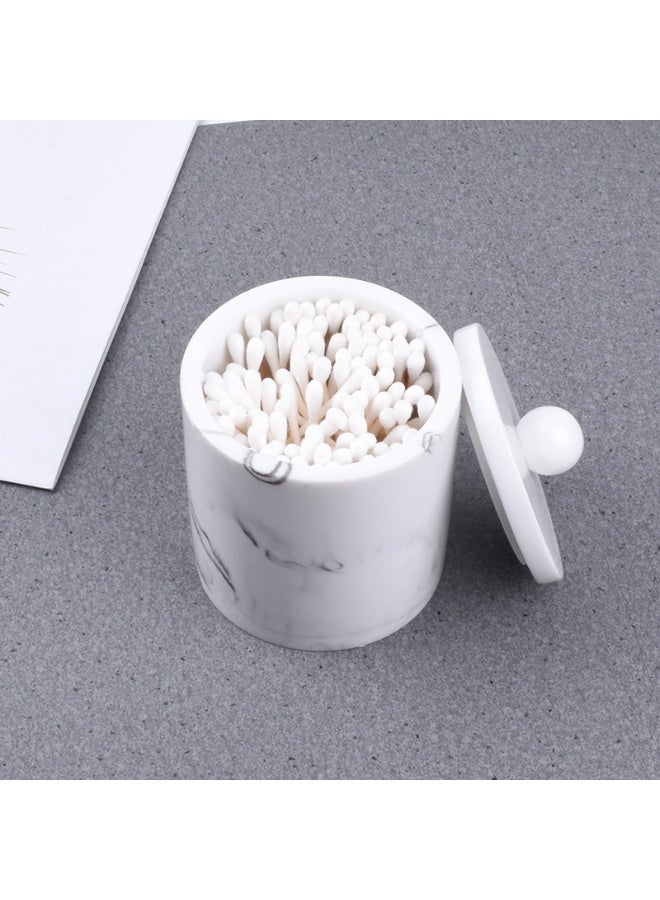 FUKE Cotton Swab Holder Resin with Lid Bathroom Organizer Accessories Storage Containers for Cotton Balls, Floss & Makeup Pads - Image 1