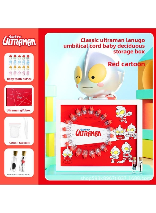 Ultraman Umbilical Cord Collection Box Fairy Hair Souvenir Self-made Storage Newborn Baby Pack Navel Storage Box-Specifications: Red-ABS Frame Lanugo Bottle + Umbilical Cord Bottle + Milk Tooth Box (send 20 Tooth Houses) - Image 1