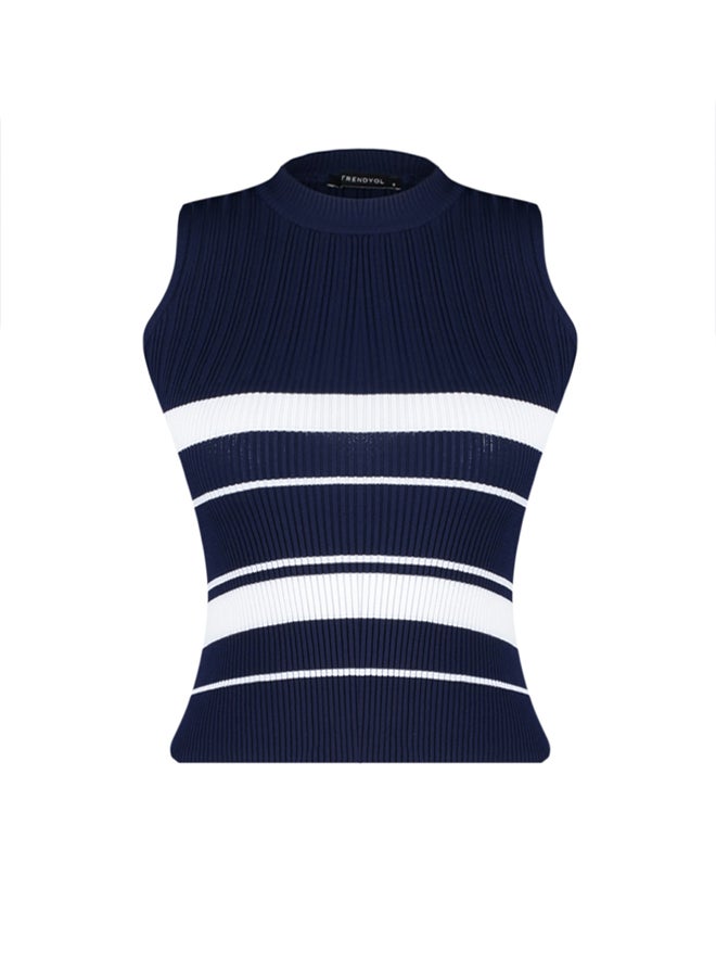 trendyol Navy Blue Crew Neck Blouse - Image 5