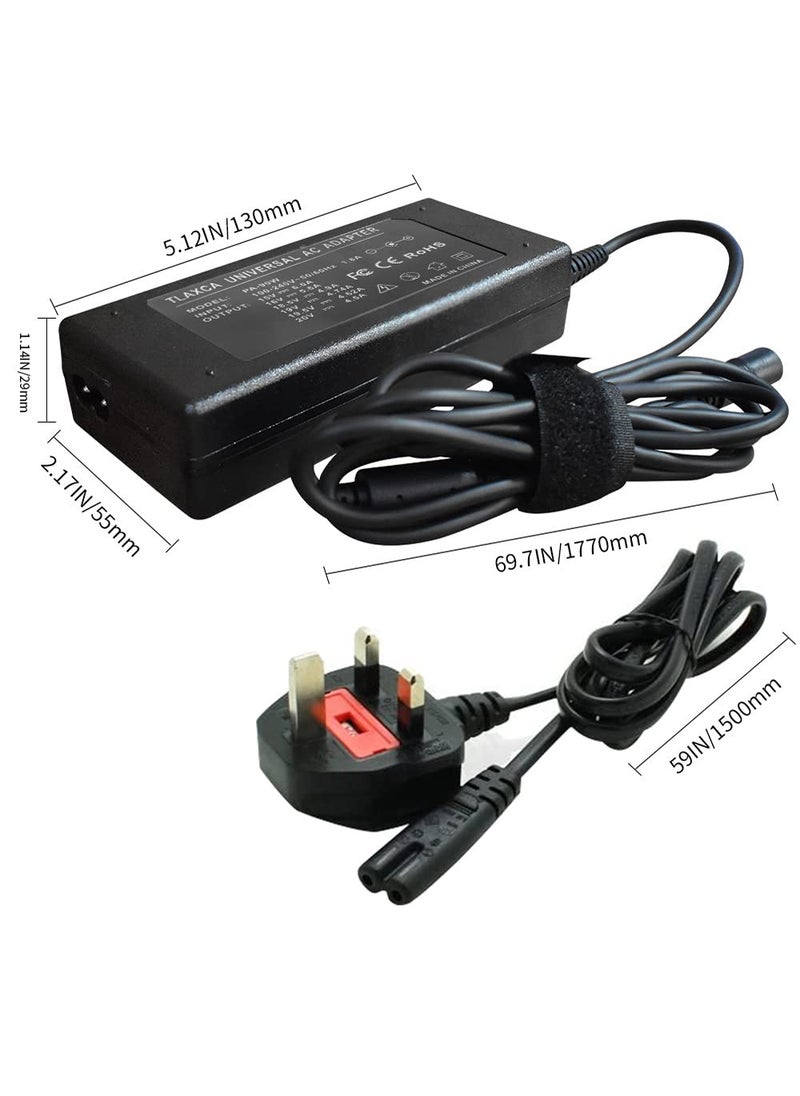 90W Univeral Laptop Charger 15V-20V Power Supply with 10 Connectors, Compatible with 65W 45W AC Adapter for Notebook ACER, ASUS, HP, LENOVO ThinkPad, SAMSUNG, SONY TOSHIBA