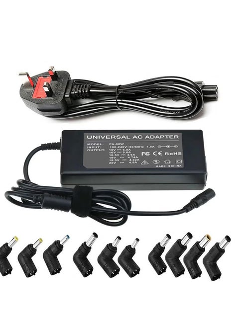 90W Univeral Laptop Charger 15V-20V Power Supply with 10 Connectors, Compatible with 65W 45W AC Adapter for Notebook ACER, ASUS, HP, LENOVO ThinkPad, SAMSUNG, SONY TOSHIBA