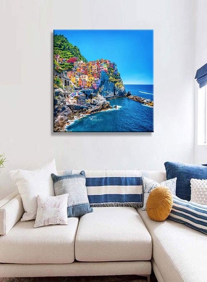 NAN Wind Modern Canvas Painting Wall Art Cityscape Traditional Port Mediterranean Sea Cinque Terre Italy Coast Landscape Print On Canvas Giclee Artwork for Wall Decor - Image 3