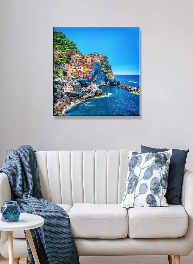 NAN Wind Modern Canvas Painting Wall Art Cityscape Traditional Port Mediterranean Sea Cinque Terre Italy Coast Landscape Print On Canvas Giclee Artwork for Wall Decor - Image 4