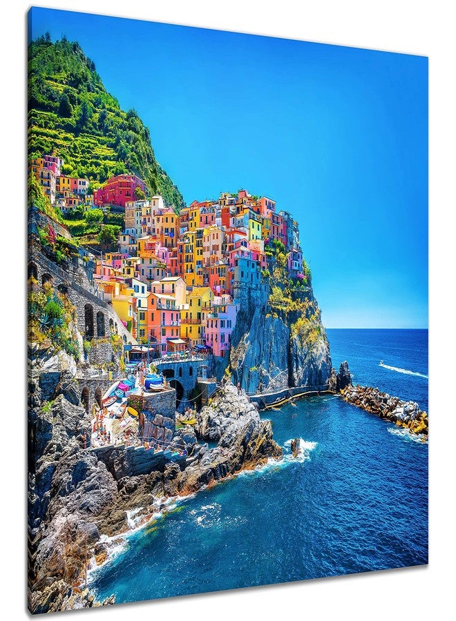 NAN Wind Modern Canvas Painting Wall Art Cityscape Traditional Port Mediterranean Sea Cinque Terre Italy Coast Landscape Print On Canvas Giclee Artwork for Wall Decor - Image 2